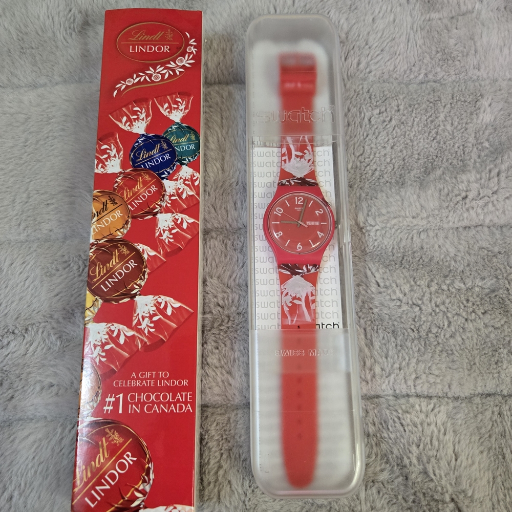 Swatch Red Watch with White Accents